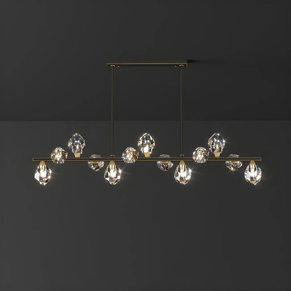Contemporary Linear Crystal Island Pendant Light
