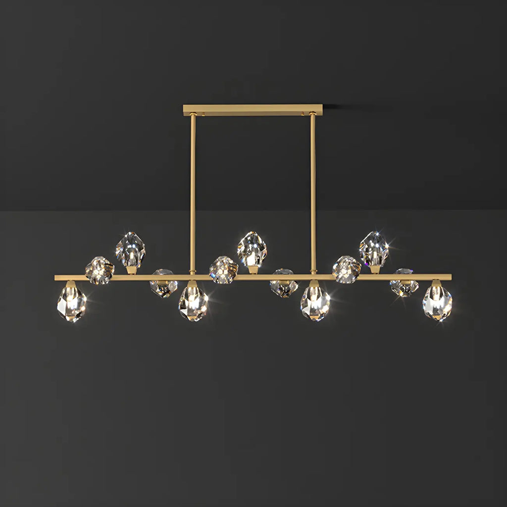 Contemporary Linear Crystal Island Pendant Light