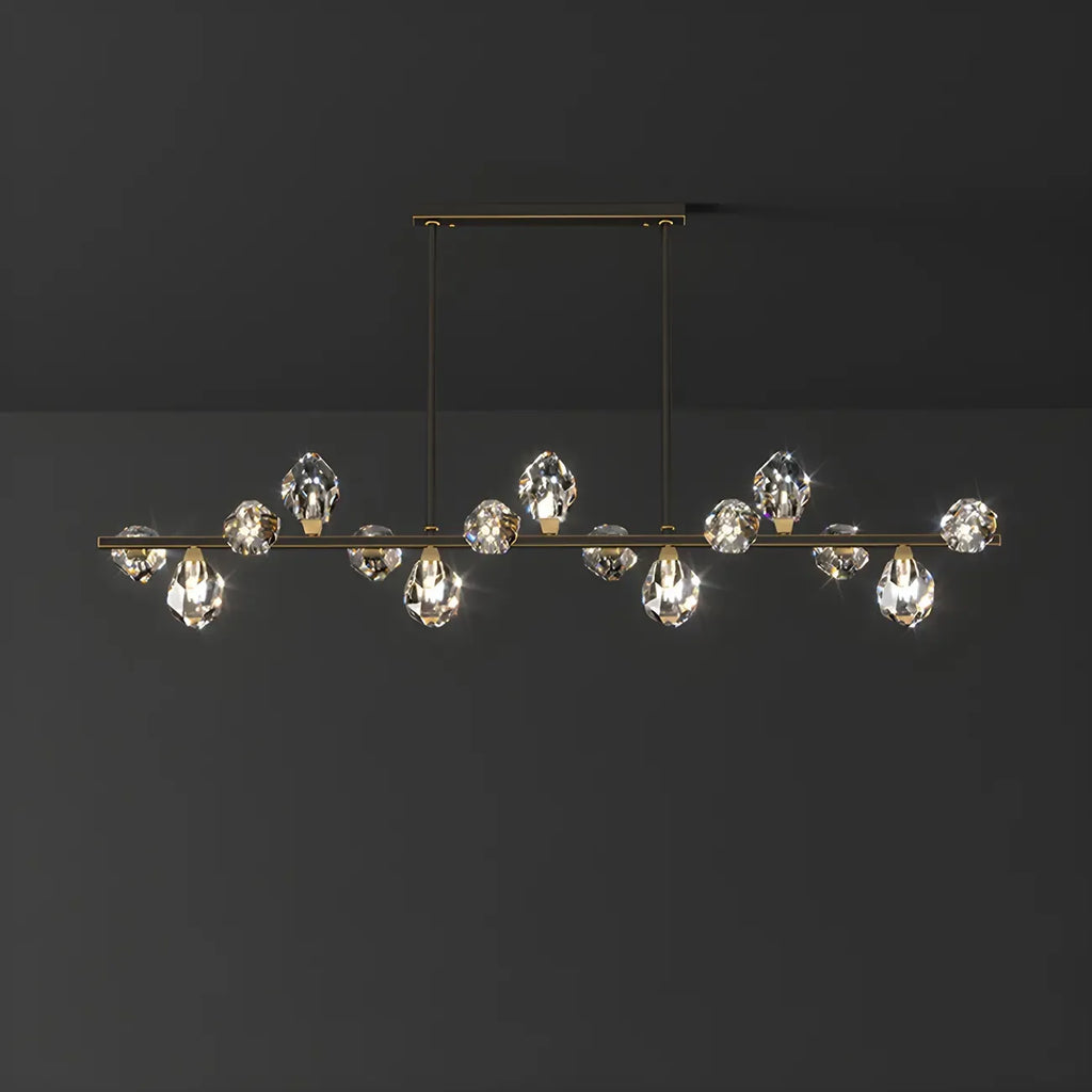 Contemporary Linear Crystal Island Pendant Light