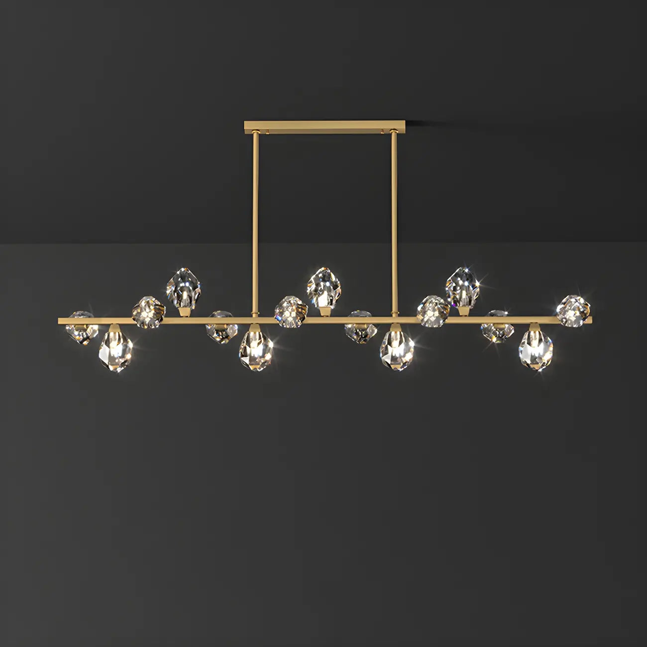 Contemporary Linear Crystal Island Pendant Light