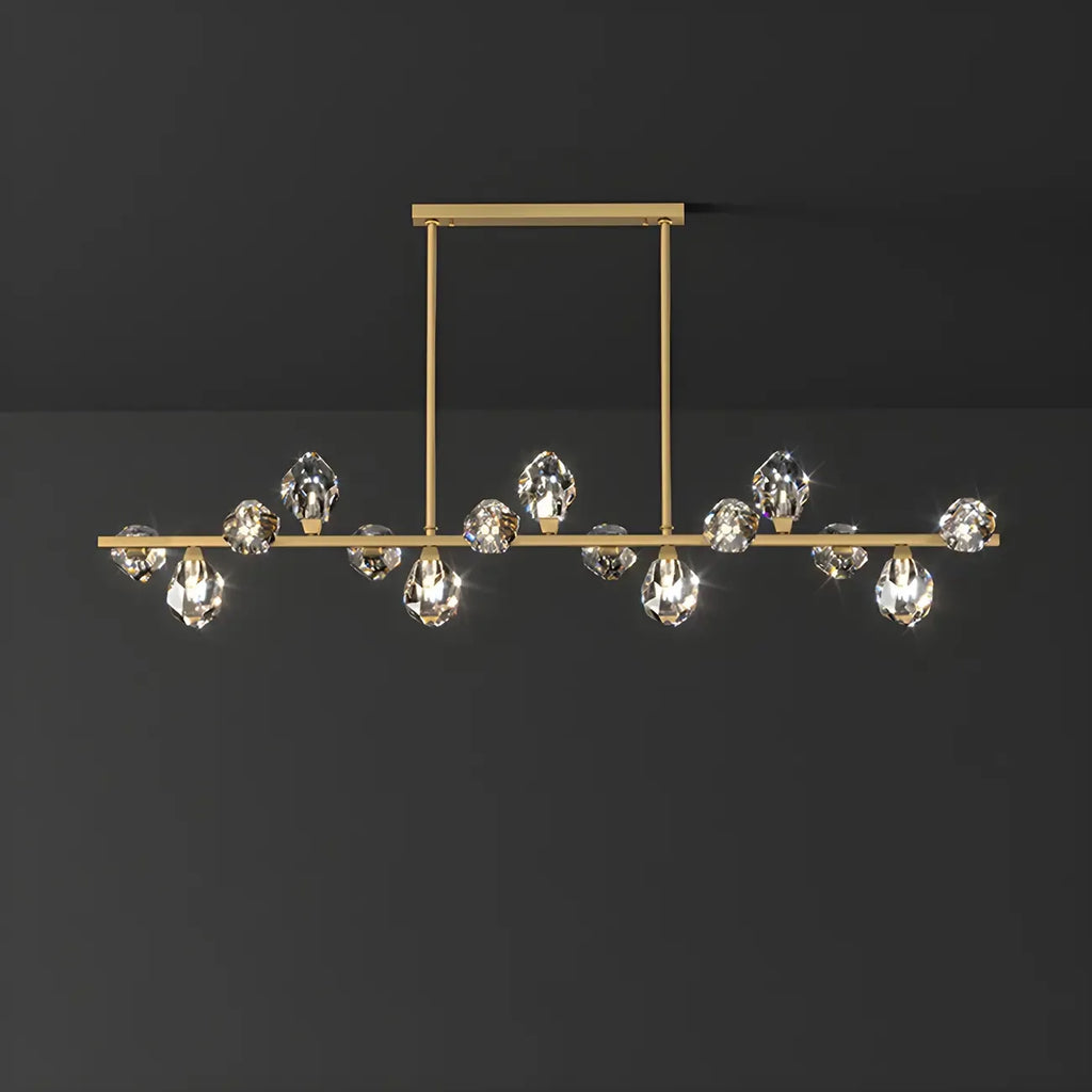 Contemporary Linear Crystal Island Pendant Light