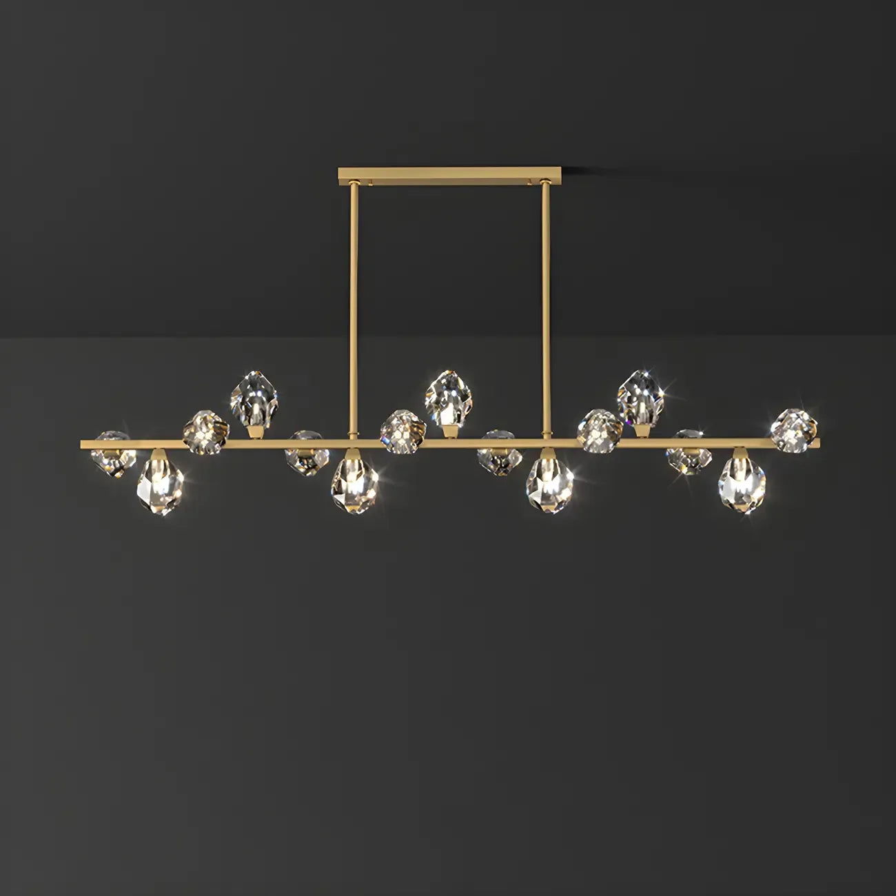 Contemporary Linear Crystal Island Pendant Light