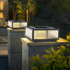 Black Rectangle Color-Changing Solar Outdoor Post Lights