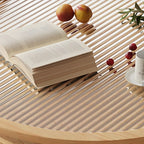 Brown Round Modern Wood Glass Drawer Coffee Table