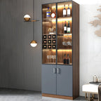 Black-Gray Wood Storage Display Cabinet with Light