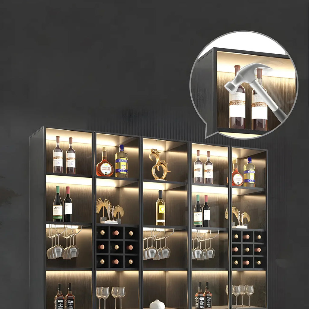 Black-Gray Wood Storage Display Cabinet with Light
