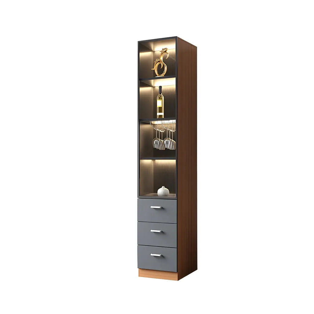 Black-Gray Wood Storage Display Cabinet with Light