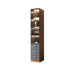 Black-Gray Wood Storage Display Cabinet with Light