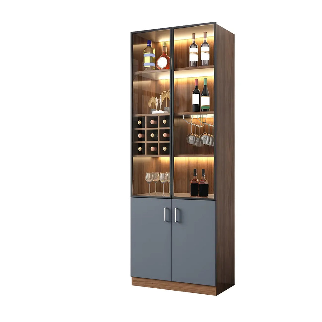 Black-Gray Wood Storage Display Cabinet with Light