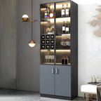 Black-Gray Wood Storage Display Cabinet with Light