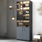 Black-Gray Wood Storage Display Cabinet with Light