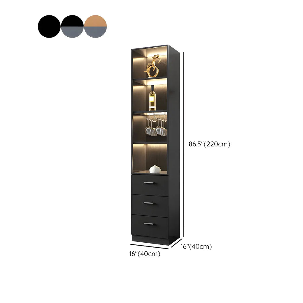 Black-Gray Wood Storage Display Cabinet with Light