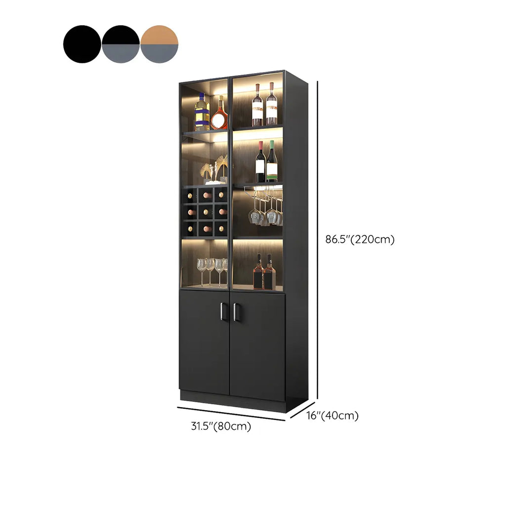 Black-Gray Wood Storage Display Cabinet with Light