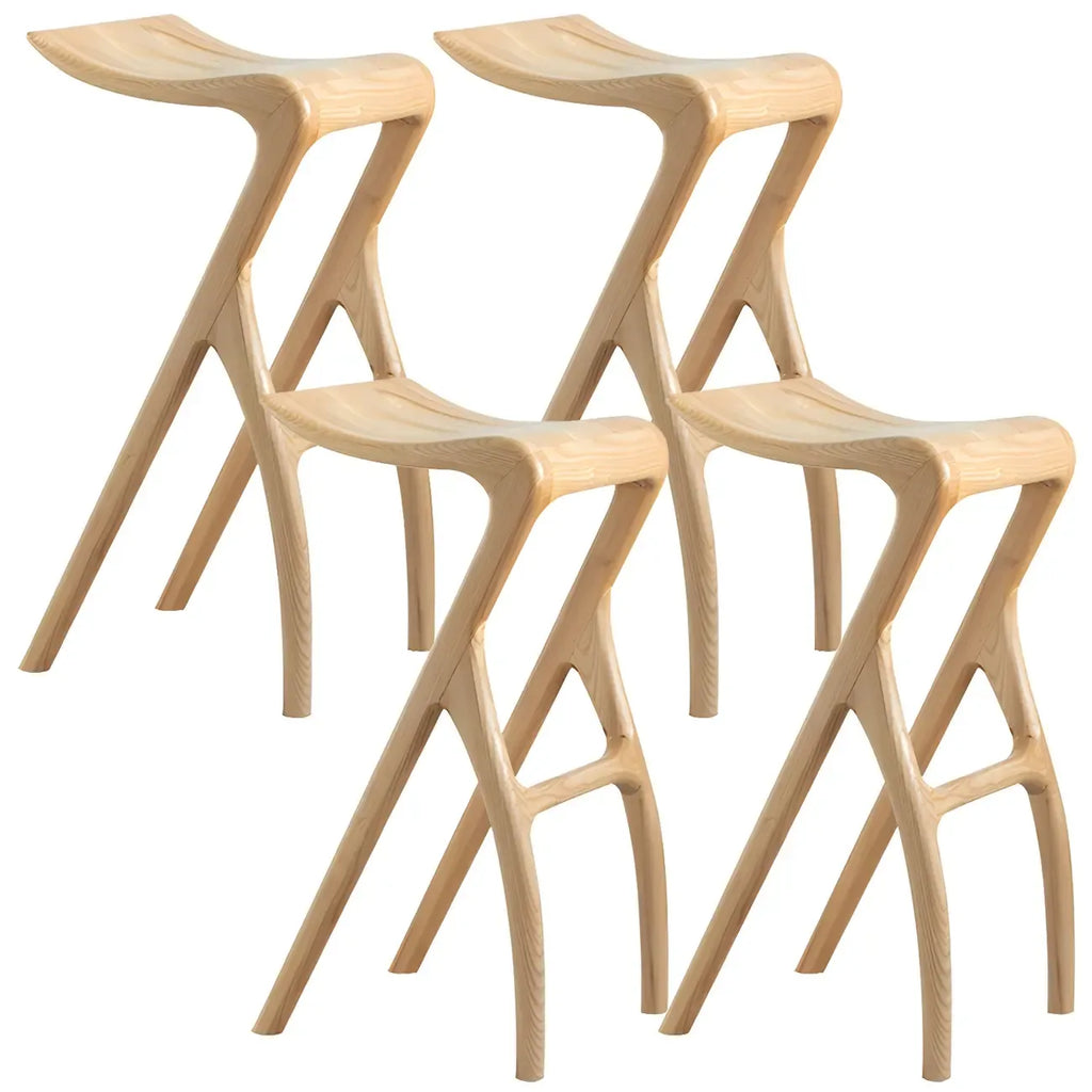 Counter Height Backless Wood Minimalist Bar Stools