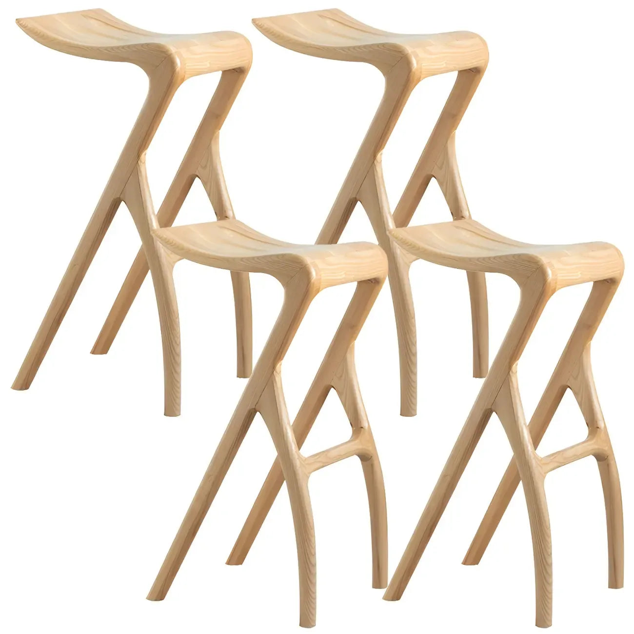 Counter Height Backless Wood Minimalist Bar Stools