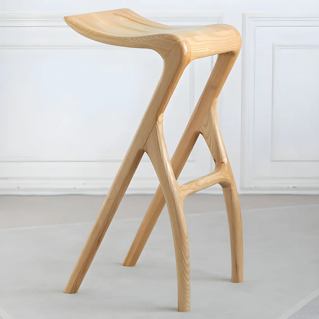Counter Height Backless Wood Minimalist Bar Stools