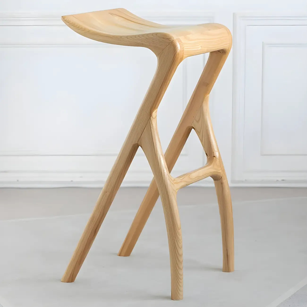Counter Height Backless Wood Minimalist Bar Stools