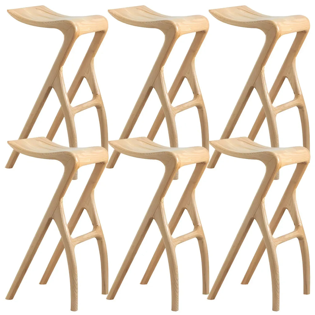 Counter Height Backless Wood Minimalist Bar Stools