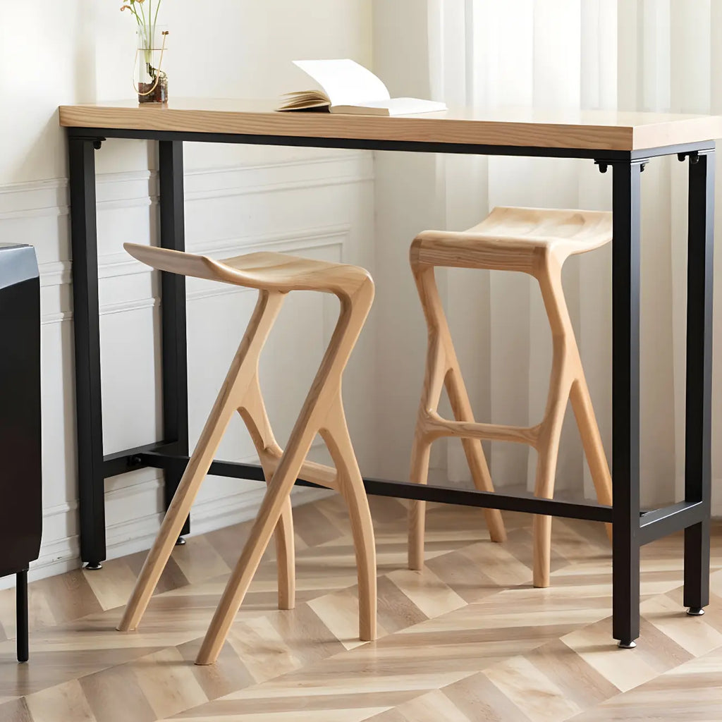 Counter Height Backless Wood Minimalist Bar Stools