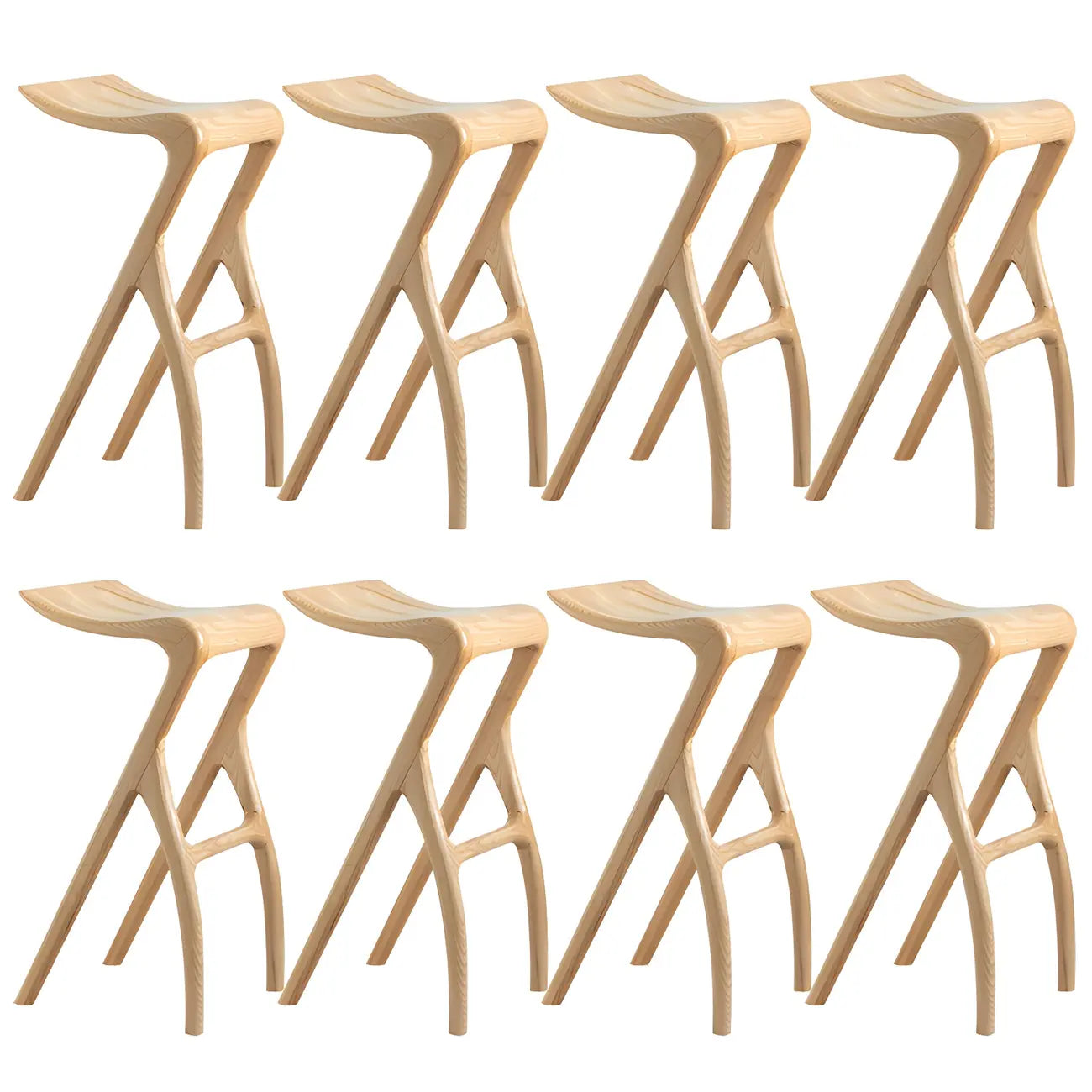Counter Height Backless Wood Minimalist Bar Stools