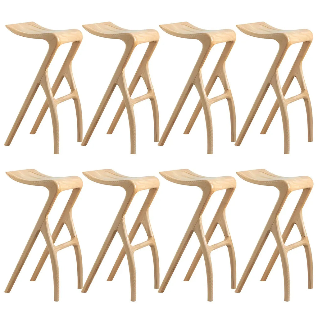 Counter Height Backless Wood Minimalist Bar Stools