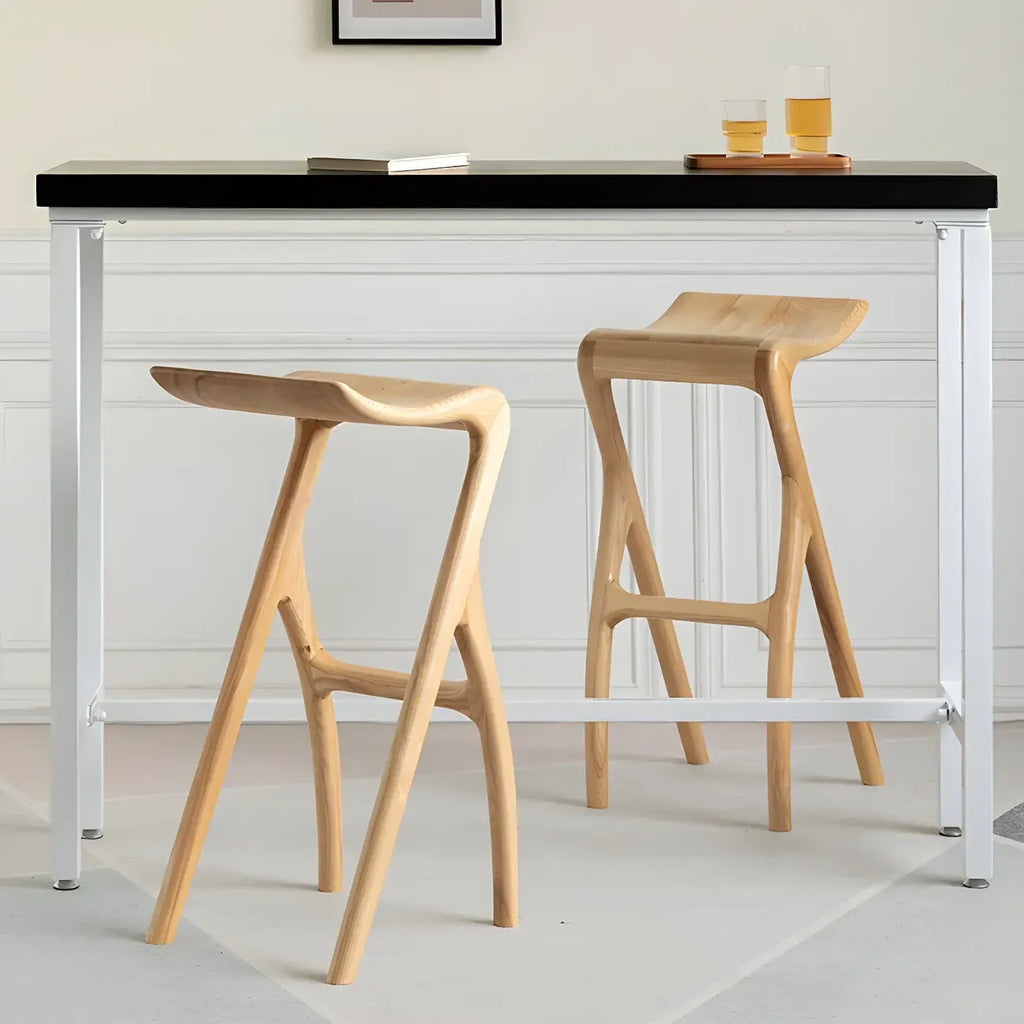 Counter Height Backless Wood Minimalist Bar Stools