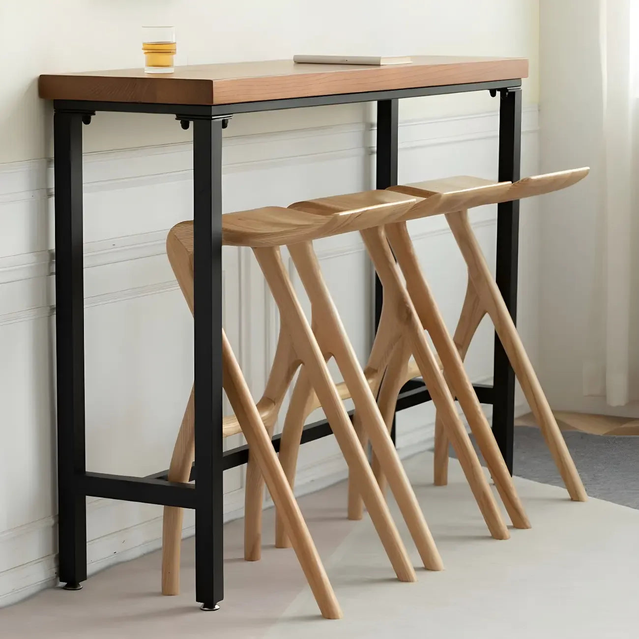 Counter Height Backless Wood Minimalist Bar Stools
