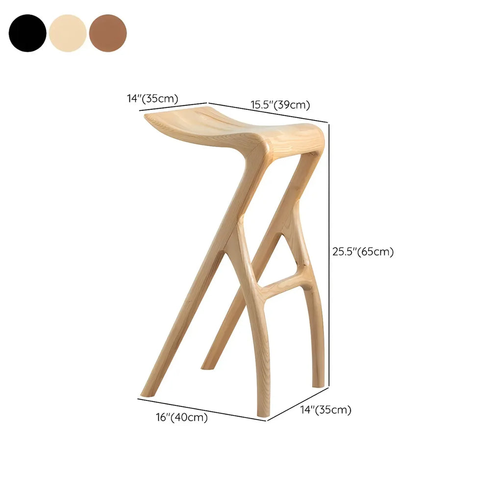 Counter Height Backless Wood Minimalist Bar Stools