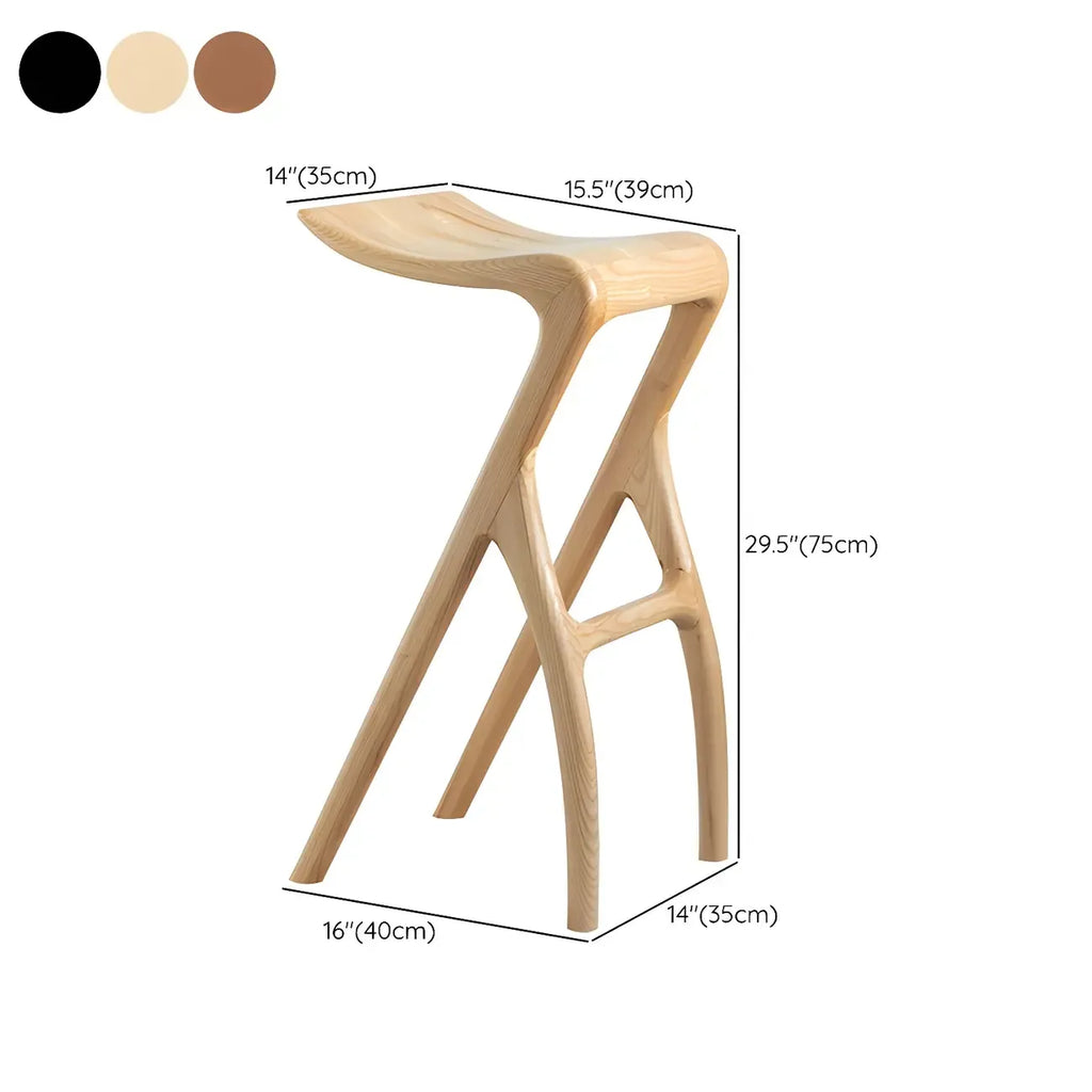Counter Height Backless Wood Minimalist Bar Stools
