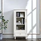 Modern White Engineered Wood Glass Door Bookcase