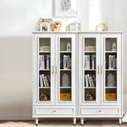 Modern White Engineered Wood Glass Door Bookcase