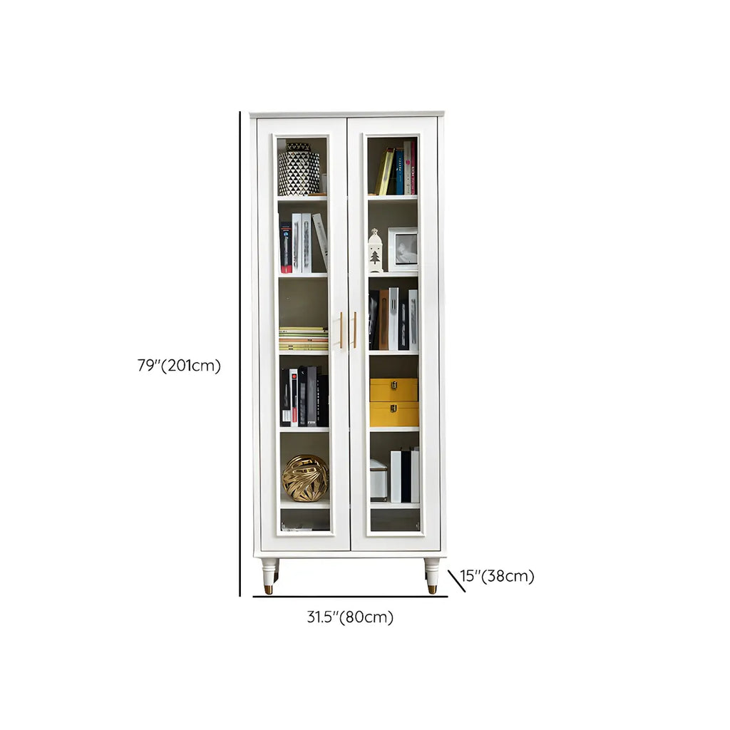 Modern White Engineered Wood Glass Door Bookcase