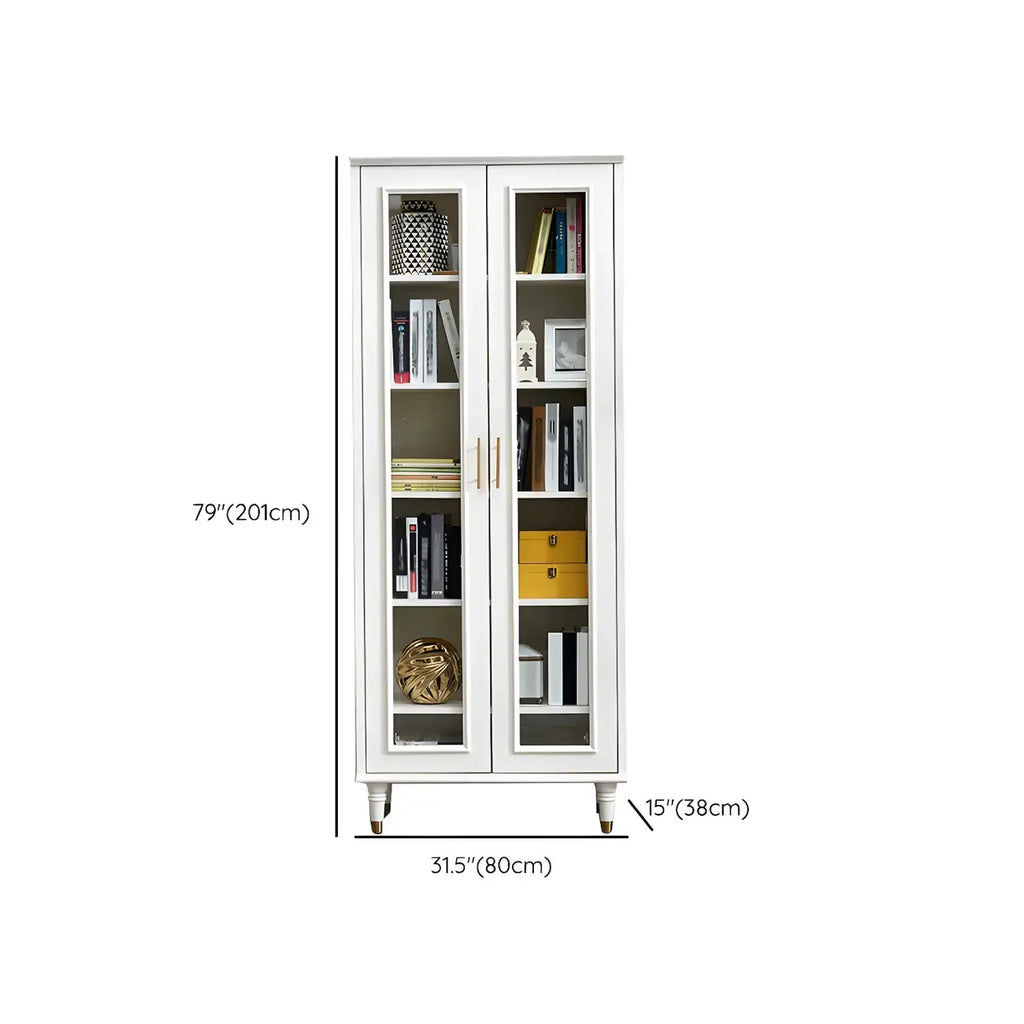 Modern White Engineered Wood Glass Door Bookcase
