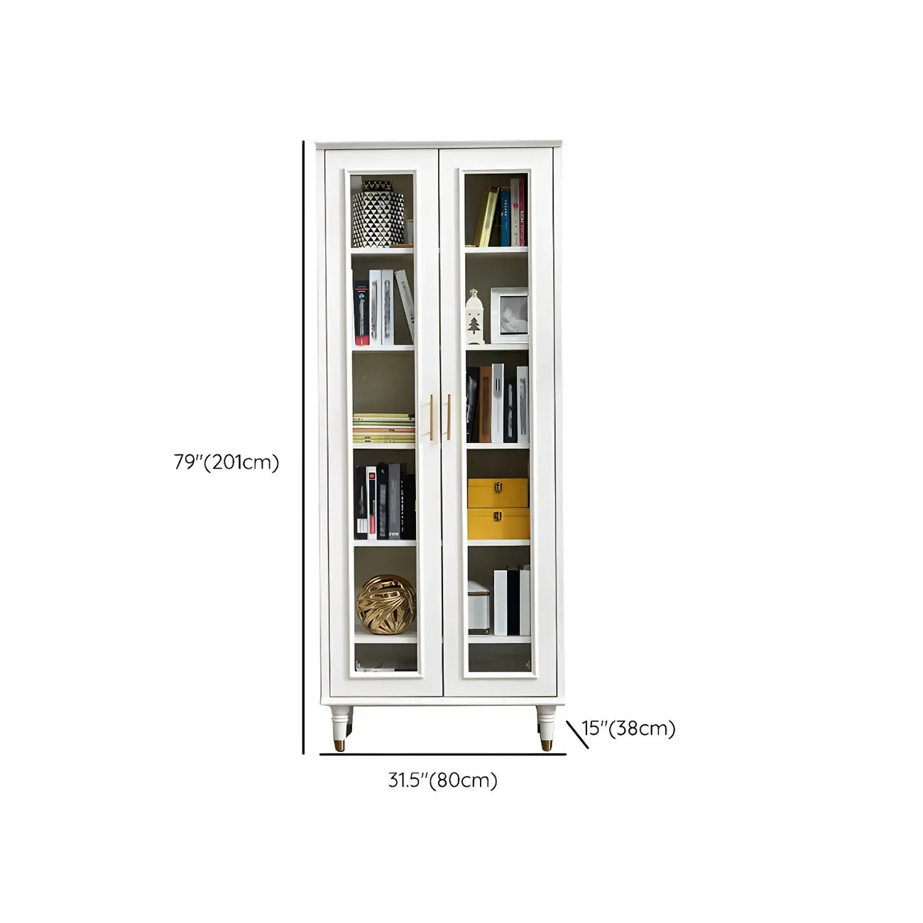 Modern White Engineered Wood Glass Door Bookcase