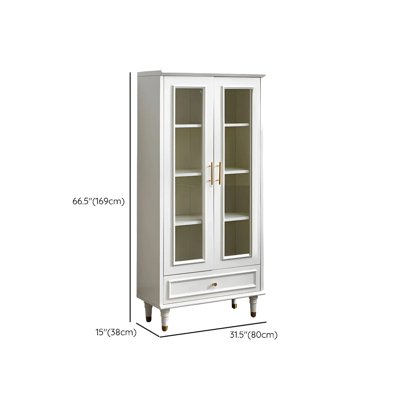 Modern White Engineered Wood Glass Door Bookcase