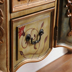 French Coffee Wood Storage Console Table with Drawers