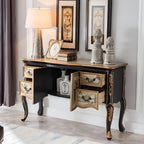 French Coffee Wood Storage Console Table with Drawers