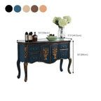 French Coffee Wood Storage Console Table with Drawers