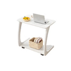 Walnut C-Shaped Side Table With Casters