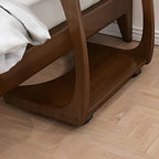 Walnut C-Shaped Side Table With Casters