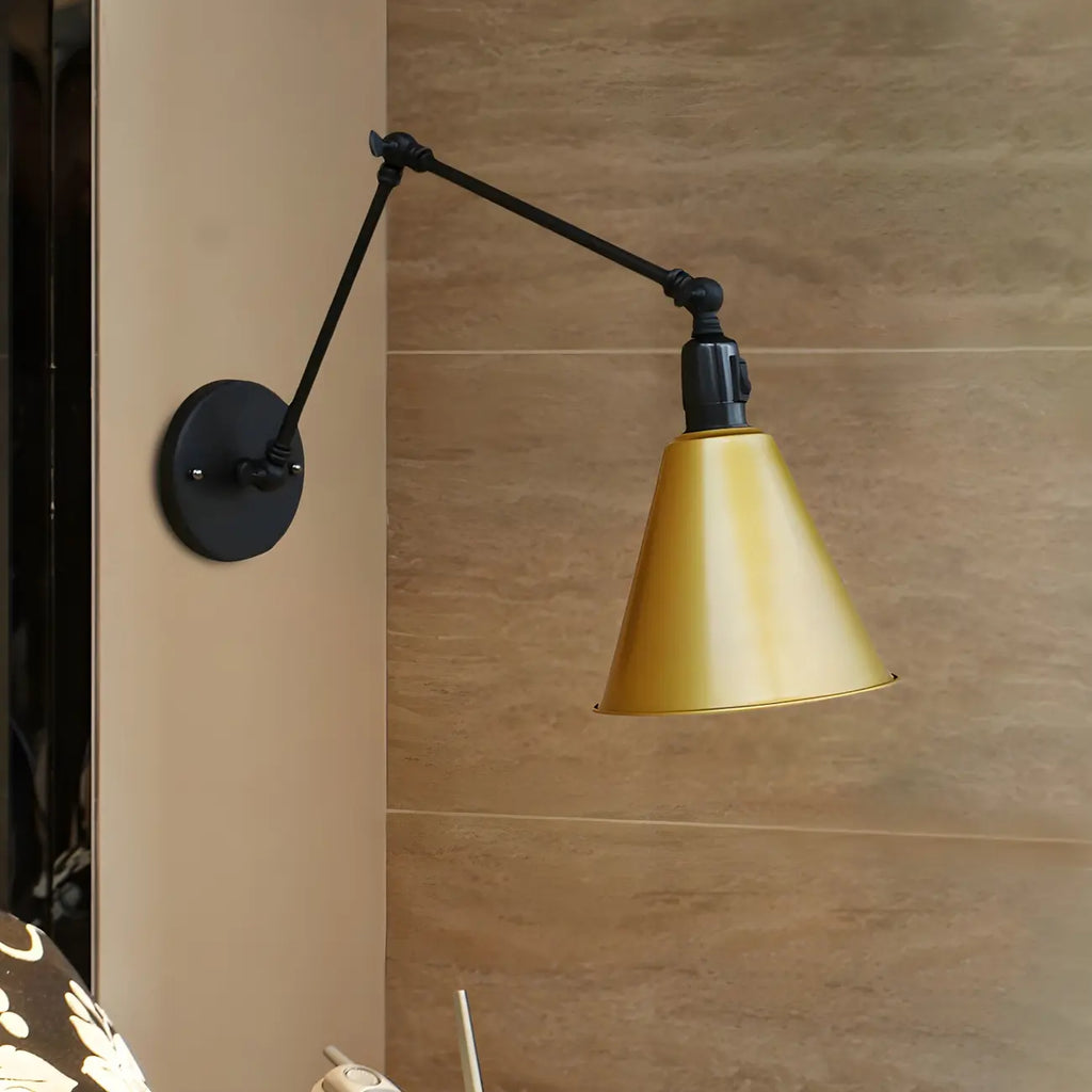 1-Light Cone Metal Swing Arm Wall Light