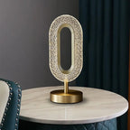 Art Deco Luxury Gold Brass Acrylic Ring Shape LED Table Lamp