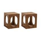 Elegant Geometric Wooden Block Accent Side Table
