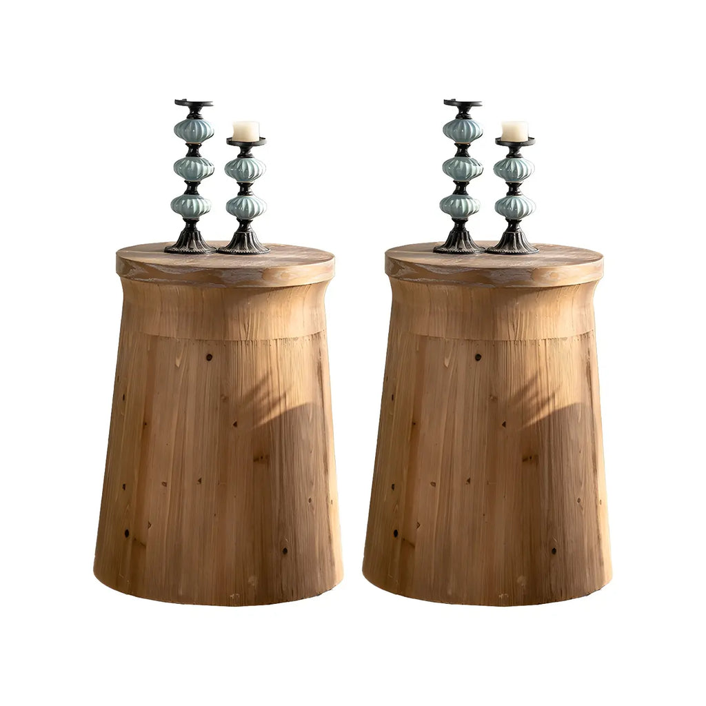 Elegant Geometric Wooden Block Accent Side Table