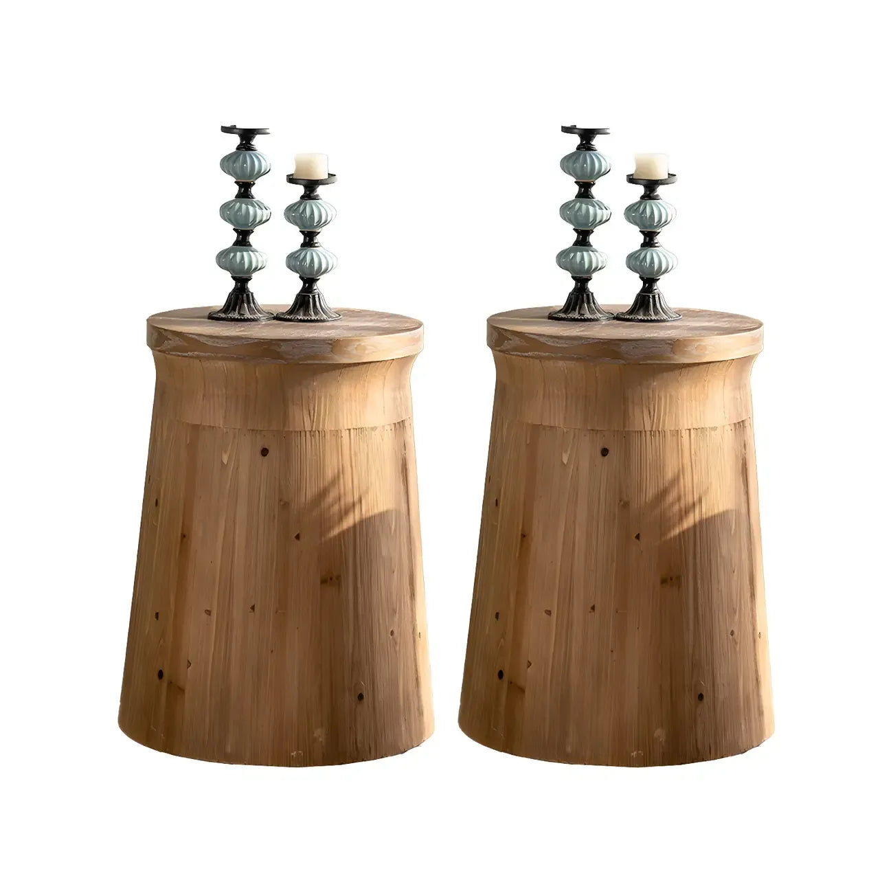 Elegant Geometric Wooden Block Accent Side Table