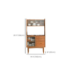 Brown Wooden Glass Door Dining Hutch Cabinet