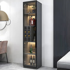 Black Wooden Glass Doors Display Cabinet with Lights