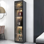 Black Wooden Glass Doors Display Cabinet with Lights