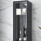 Black Wooden Glass Doors Display Cabinet with Lights