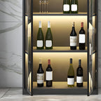 Black Wooden Glass Doors Display Cabinet with Lights